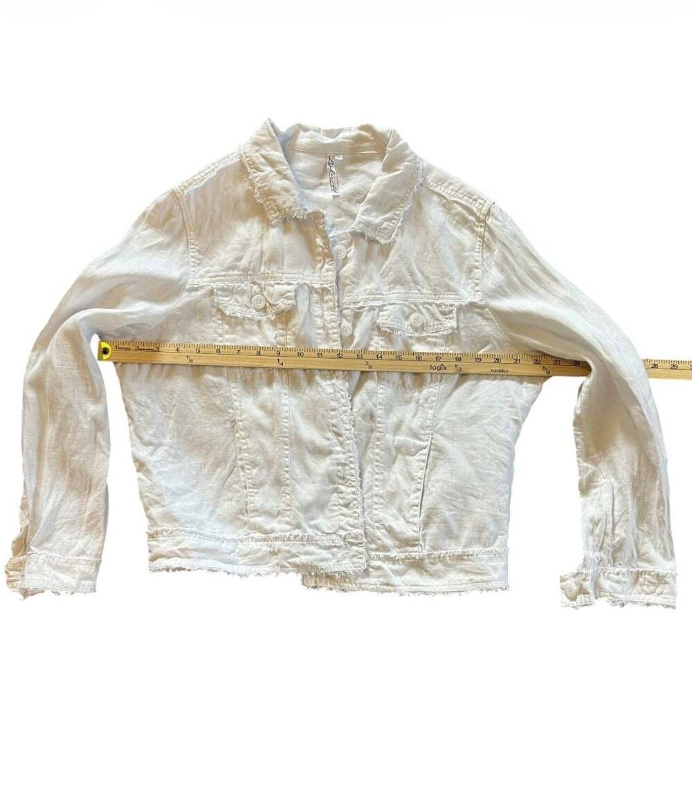 Lulu-B White Linen Raw Edge Button Up Jacket - Picture 5 of 5